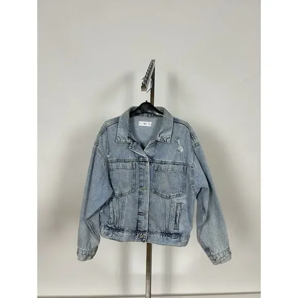 MNG Denim Trucker Jacket Oversized Size XS - Picture 1 of 4